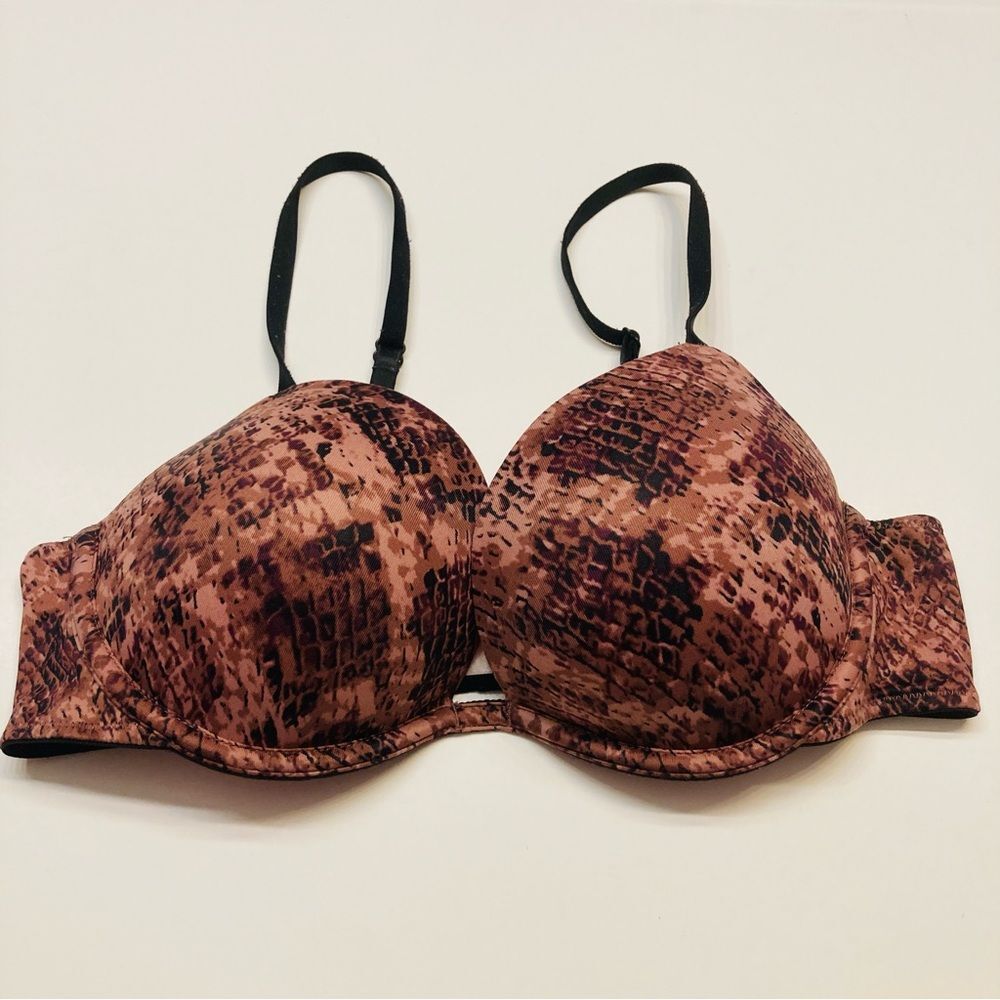PINK Victoria's‎ Secret Push Up Bra 32C Brown Snakeskin Animal Print Underwire